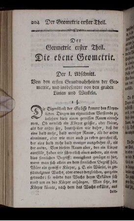 Der Geometrie ersten Theil. Die ebene Geometrie.