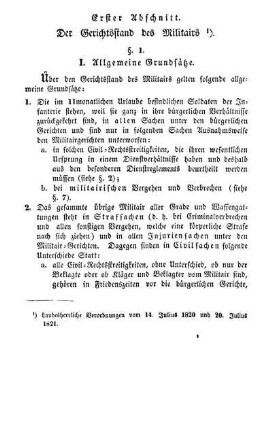 Erster Abschnitt. Der Gerichtsstand des Militairs.