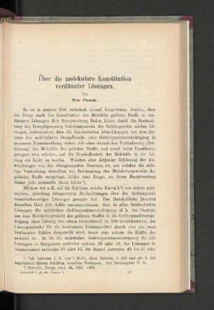Über die molekulare Konstitution verdünnter Lösungen.