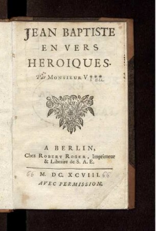 Jean Baptiste En Vers Heroiques