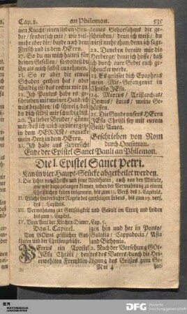Die I. Epistel Sanct Petri.