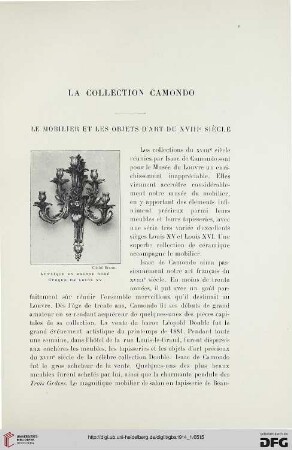 4. Pér. 11.1914: Le mobilier et les objets d'art du XVIIIe siècle : la Collection Camondo