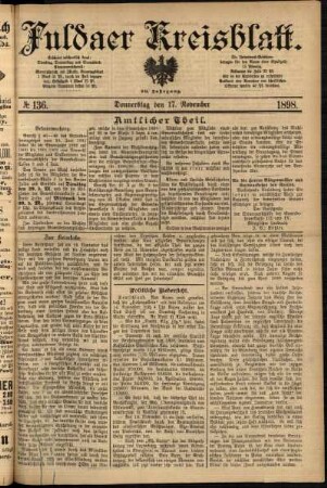 Erste Ausgabe vom Donnerstag, den 17. November 1898.