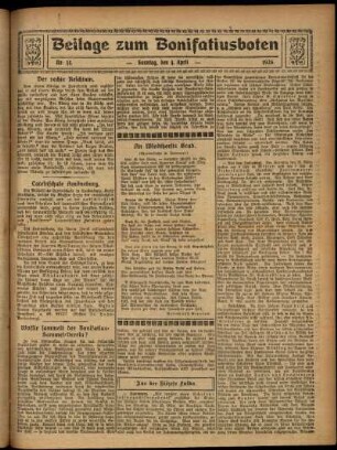 Zweite Ausgabe vom Sonntag, den 04. April 1926.