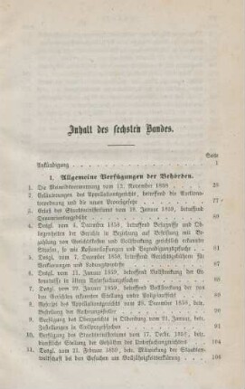 Inhalt des sechsten Bandes
