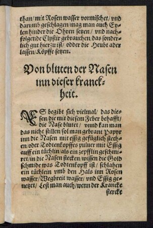Von bluten der Nasen inn dieser kranckheit.