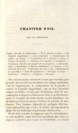 Chapitre XVII. Arts et inventions