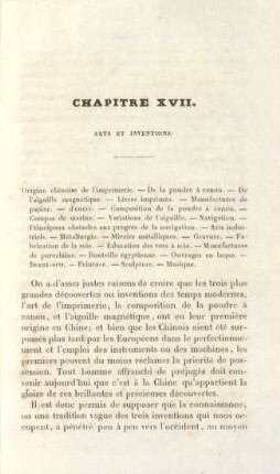 Chapitre XVII. Arts et inventions