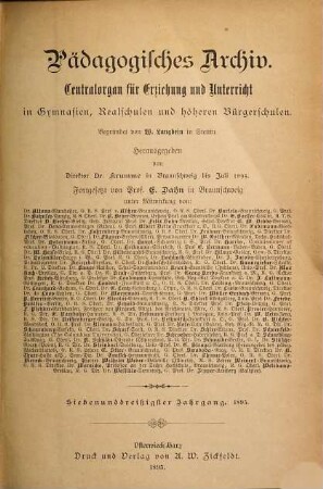 Pädagogisches Archiv : Monatsschrift für Erziehung, Unterricht u. Wissenschaft. 37. 1895