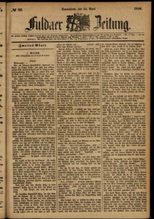 Ausgabe vom Samstag, den 24. April 1886.