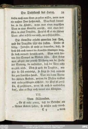 VII. Vom Rührenden.