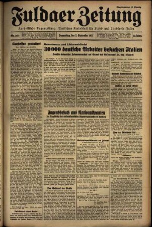Erste Ausgabe vom Donnerstag, den 02. September 1937.