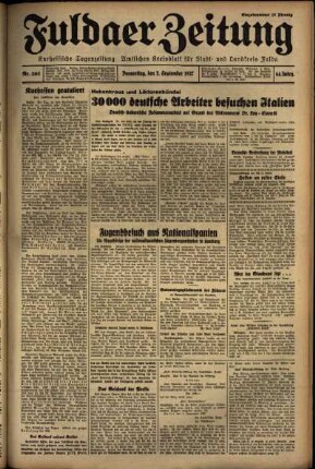 Erste Ausgabe vom Donnerstag, den 02. September 1937.