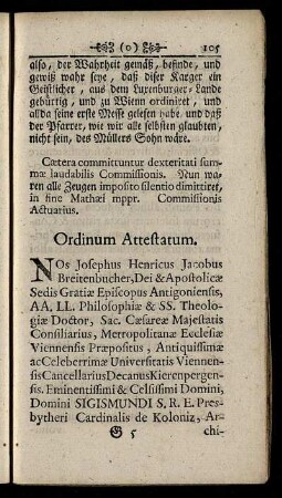 Ordinum Attestatum.
