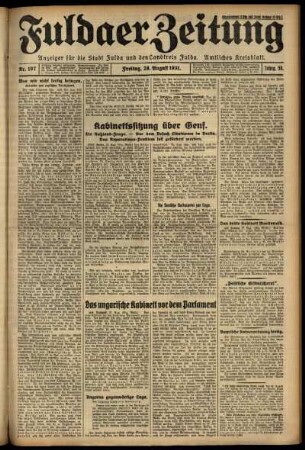 Ausgabe vom Freitag, den 28. August 1931.