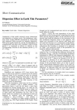 Dispersion effect in earth tide parameters?