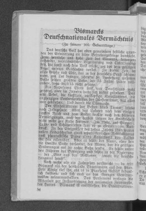 Bismarcks Deutschnationales Vermächtnis.