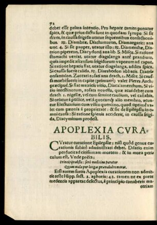 Apoplexia Curabilis.