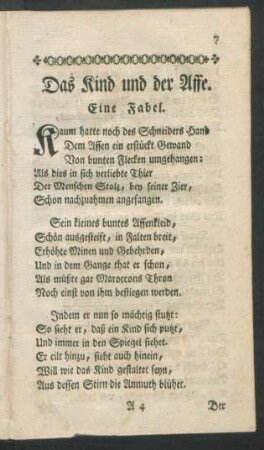 Das Kind und der Affe. Eine Fabel