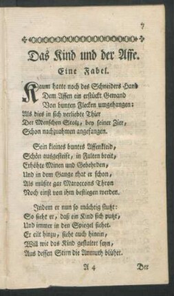 Das Kind und der Affe. Eine Fabel