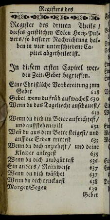 Register des dritten Theil/ dieses geistliche Edlen Hertz-Pulvers [...]