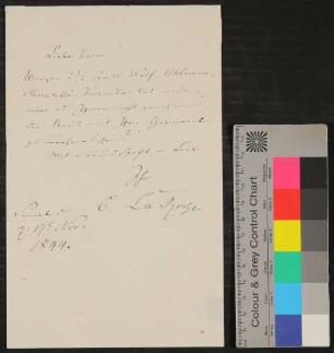 2 Briefe von Carl La Roche an Walther Wolfgang von Goethe vom 17.11.1844 und vom 25.5.1862