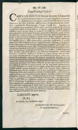 b1v, Copia Privilegii Caesarei