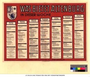Originaltitel: Was bietet Altenburg in dieser Woche 11. Oktober bis 17. Oktober 1948 Mitgeteilt vom Städtischen Kulturamt Altenburg