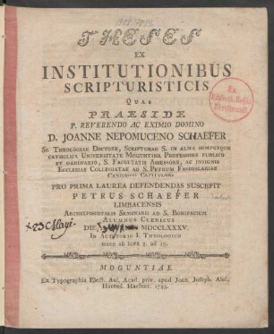 Theses Ex Institutionibus Scripturisticis