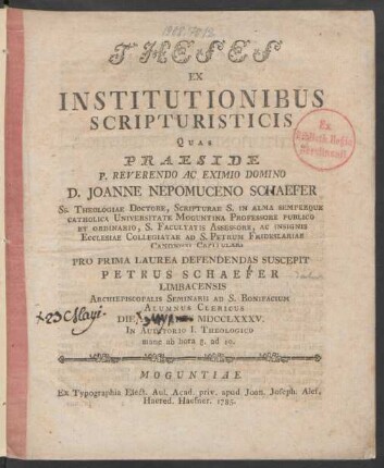 Theses Ex Institutionibus Scripturisticis