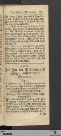 XXXV. Zur Zeit der Pestilentz und andern ansteckenden Seuchen.