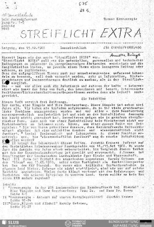 1988,Extra: Streiflichter der Arbeitsgruppe Umweltschutz Leipzig am Stadtjugendpfarramt Leipzig