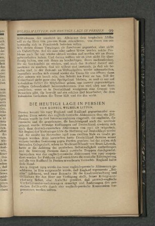 Die heutige Lage in Persien
