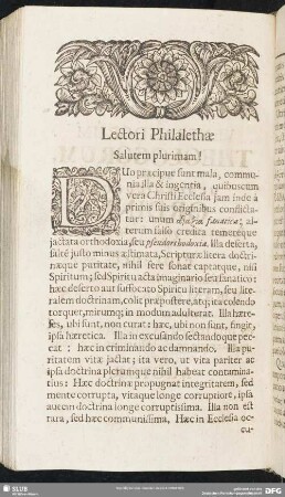 Lectori Philalethae Salutem plurimam!