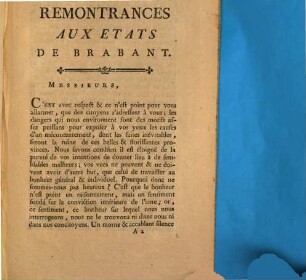 Remontrances Aux États De Brabant