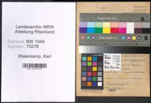 Entnazifizierung Karl Waterkamp , geb. 05.05.1900 (Kraftfahrer)