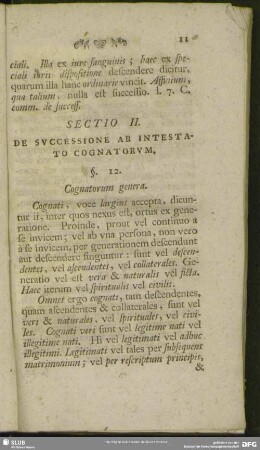 Sectio II. De Successione Ab Intestato Cognatorum