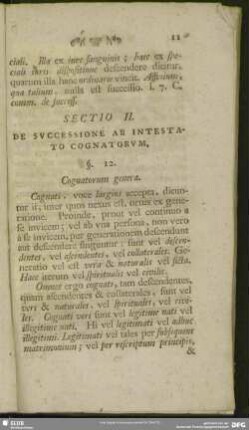 Sectio II. De Successione Ab Intestato Cognatorum