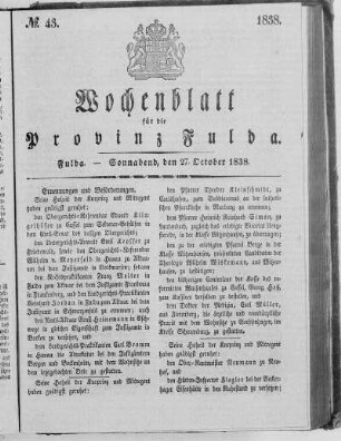 Nr. 43, Ausgabe vom 27. Oktober 1838