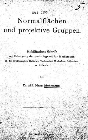 Normalflächen und projektive Gruppen