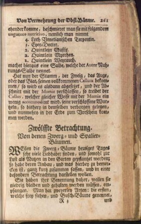 Zwölffte Betrachtung. Von denen Zwerg- und Spalier-Bäumen