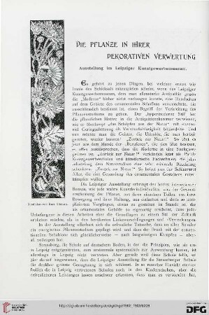Die Pflanze in ihrer dekorativen Verwertung: Ausstellung im Leipziger Kunstgewerbemuseum