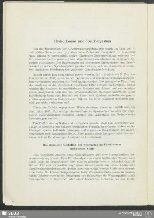 Hydrochemie und Speichergestein