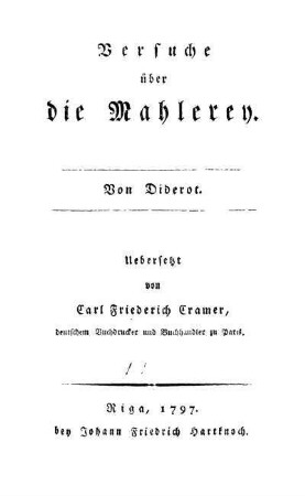 Versuche über die Mahlerey