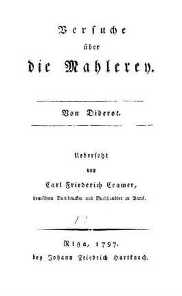 Versuche über die Mahlerey