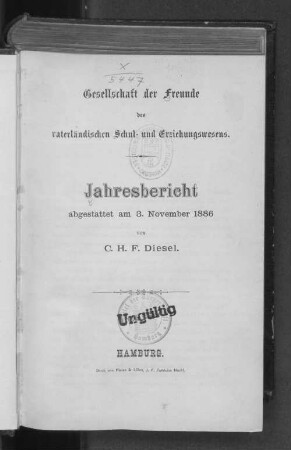 1886: Jahresbericht // Gesellschaft der Freunde des Vaterländischen Schul- und Erziehungswesens