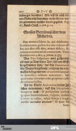 Grosses Betrübniß über dem Absterben.