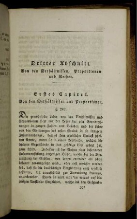 Dritter Abschnitt. Von den Verhältnissen, Proportionen und Reihen.