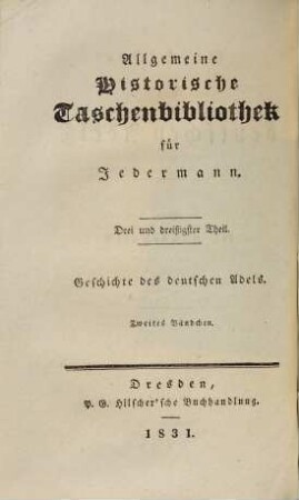 Geschichte des deutschen Adels, 2