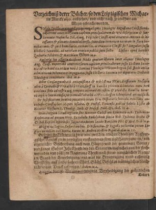 Verzeichniß derer Bücher/ so den Leipzigischen Michaelis Marckt 1630. außgehen/ ...